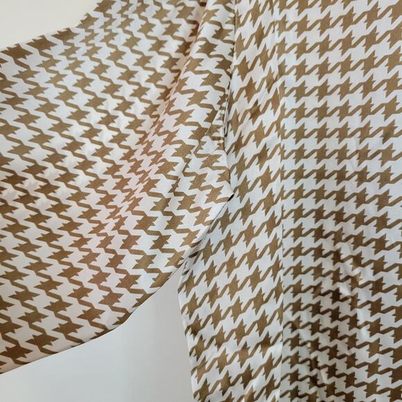 Pendleton Women's Size 18 Vintage Houndstooth Button Down Bronze Brown 100% Silk - Picture 5 of 6